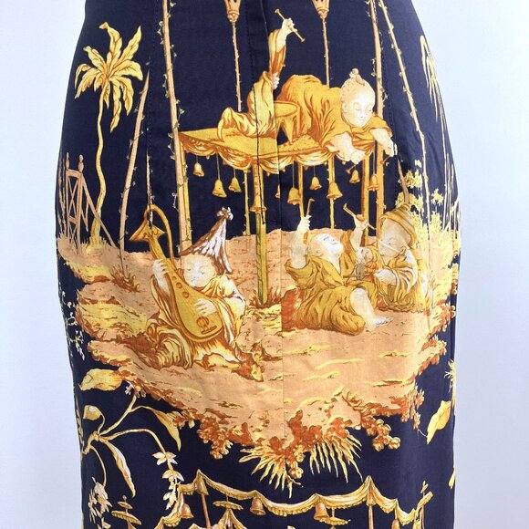 Mark E Toile Graphic Art Print Halter Mini Dress Navy Blue Cotton 2 4 Small XS - Picture 12 of 14